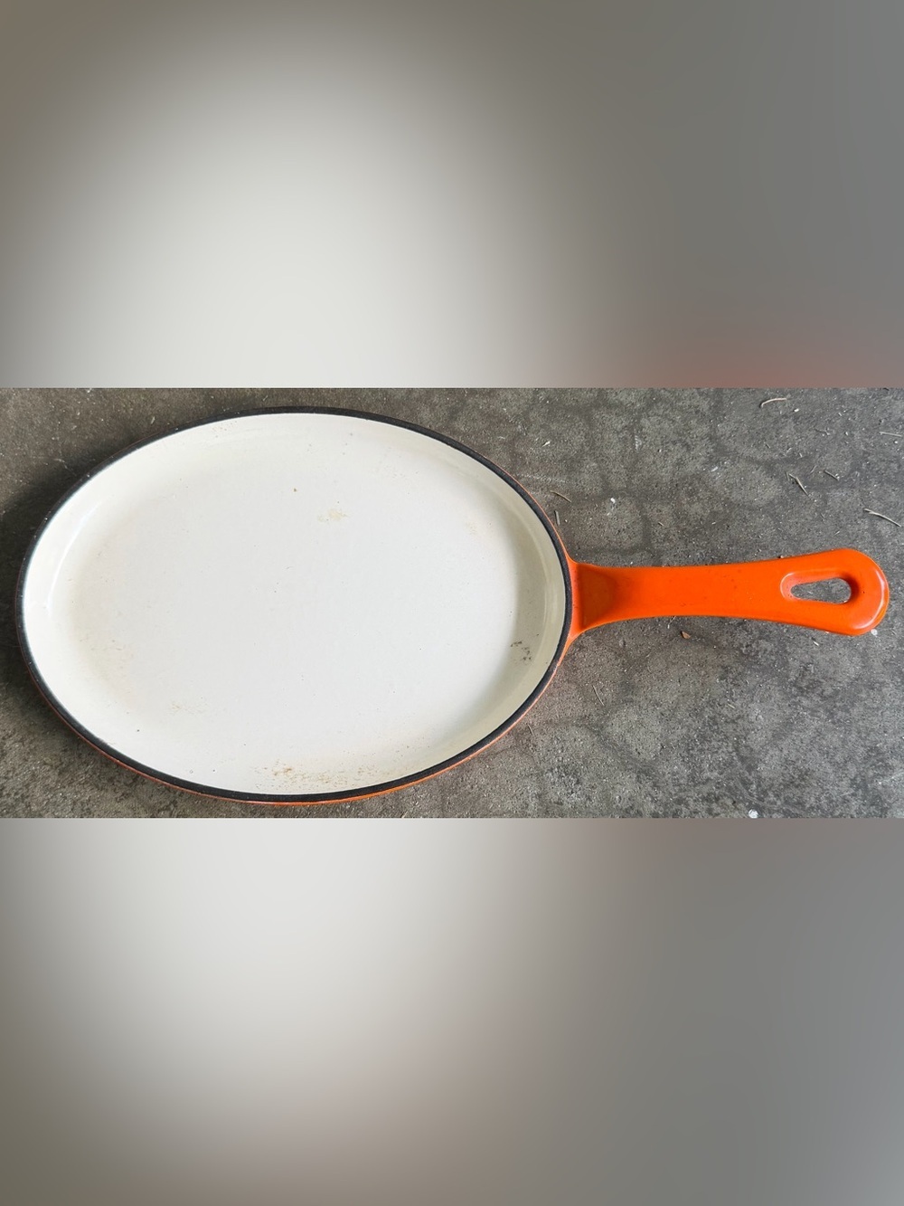 Rachael Ray Enamel Cast Iron Oval Fajita Fry Pan Skillet Orange